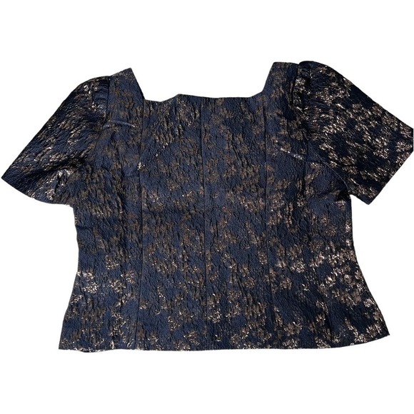 New Women’s Club Monaco Brocade Puff Sleeve Blouse Size 12 - Picture 6 of 10
